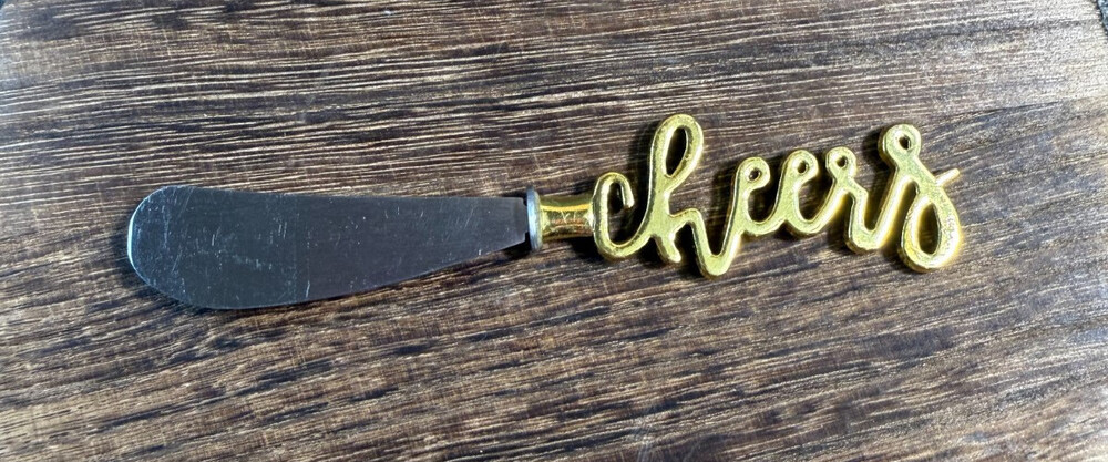 Gold Handle CHEERS Cheese Spreader Happy New Years
